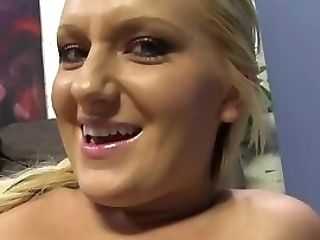Hot Blonde Gives Footjob To Ample Penis