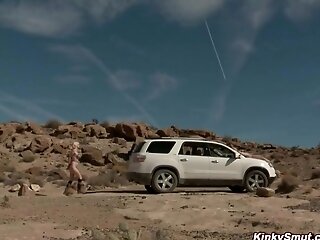 Man Torments Big-chested Stunners In A Desert