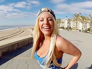 Blonde Big-chested Angel Treats Random Dude's Big Dick On Live Webcam
